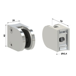 Svorka na trubku ø 42,4 mm, sklo 6 - 10,76 mm, AISI 304 Svorka na trubku ø 42,4 mm, sklo 6 - 10,76 mm, AISI 304